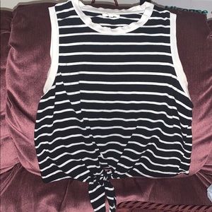 black & white striped sleeveless top